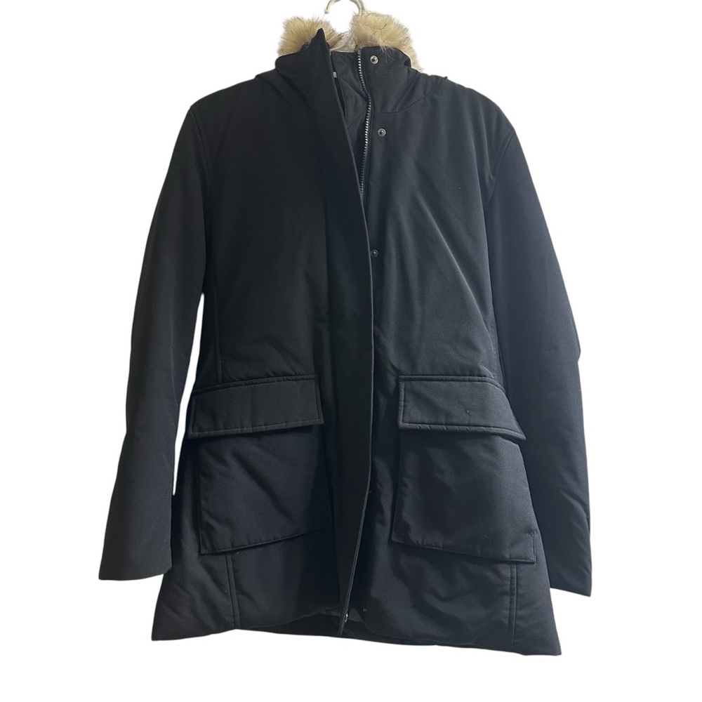 Uniqlo Women's Black Utility Jacket with Fur Trim
